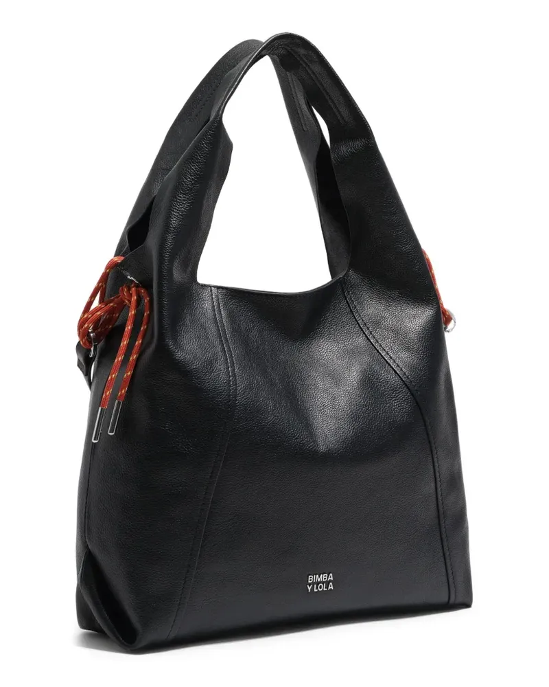 BIMBA Y LOLA Große Paper Schultertasche mit Kordelzug - Schwarz Schwarz