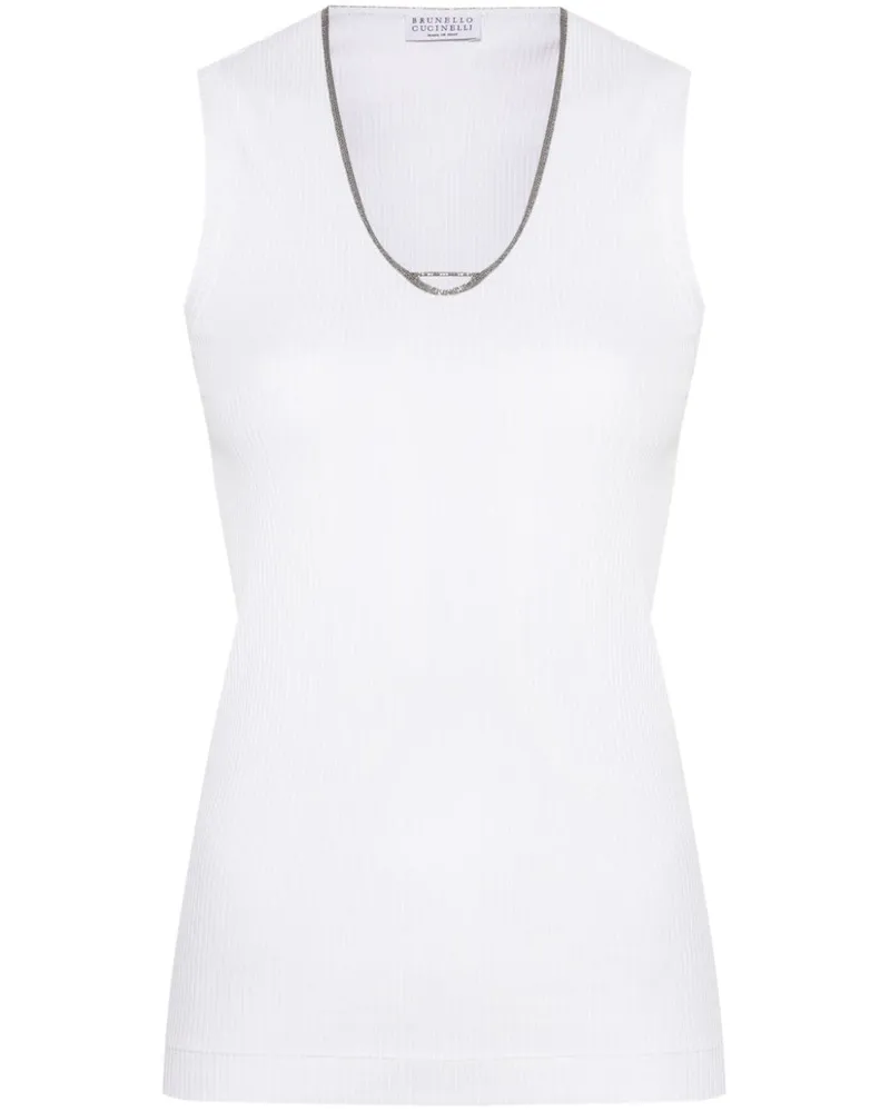 Brunello Cucinelli Tanktop mit Monili-Kette - Weiß Weiß