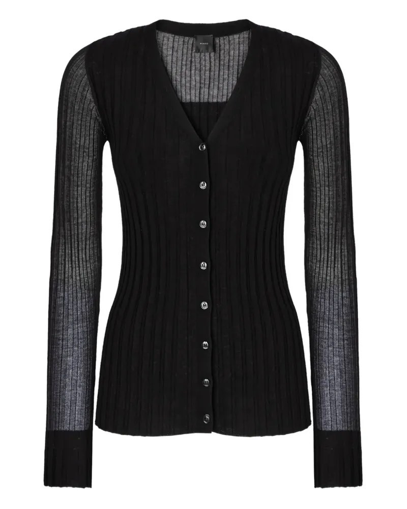 Pinko ribbed sheer-panel cardigan - Schwarz Schwarz