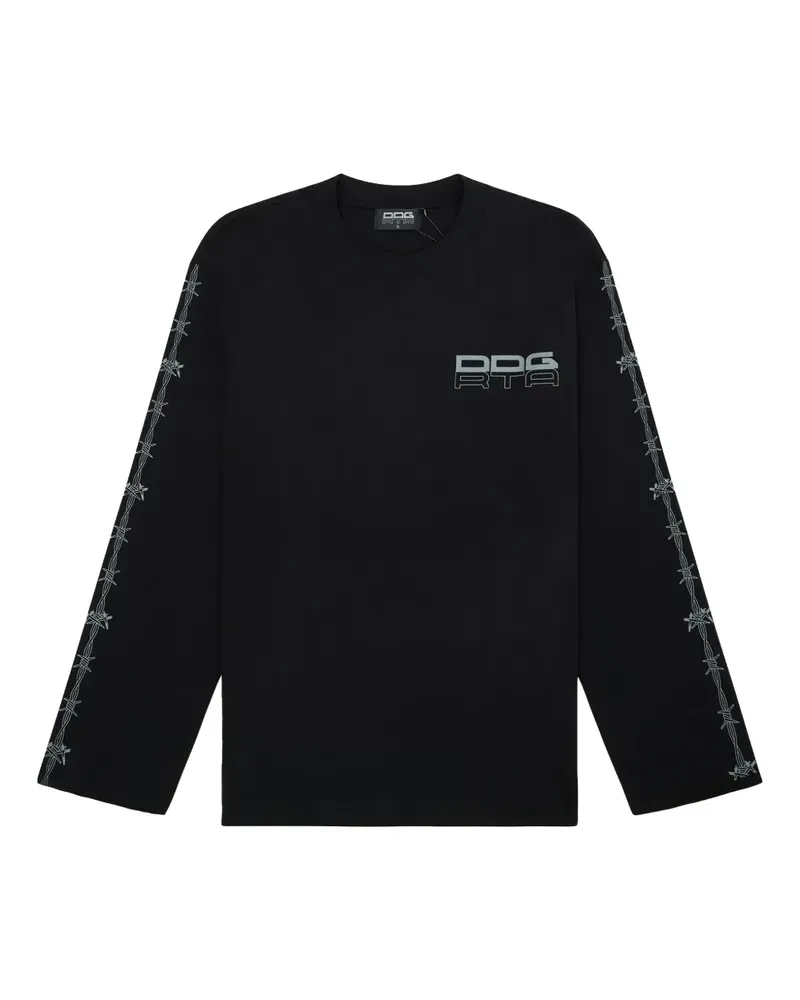 RTA Langarmshirt mit Logo-Print - Schwarz Schwarz