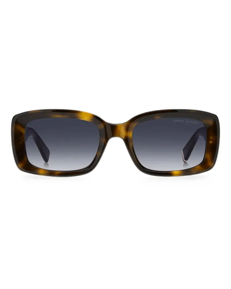 Tommy Hilfiger monogram-plaque rectangle-frame sunglasses - Braun Braun