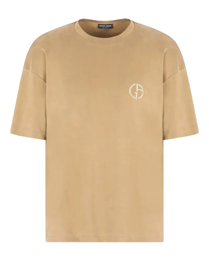 Giorgio Armani T-Shirt mit Logo-Stickerei - Nude Nude