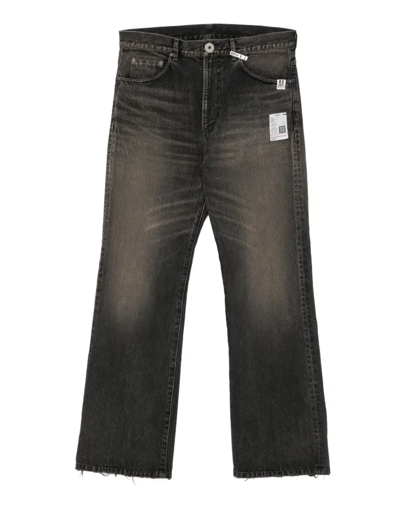 MIHARAYASUHIRO patch-detail whiskered jeans - Schwarz Schwarz