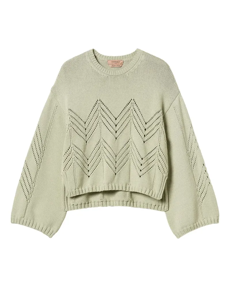 Twin-Set Pullover aus Wollgemisch mit Zickzackmuster - Grün Grün
