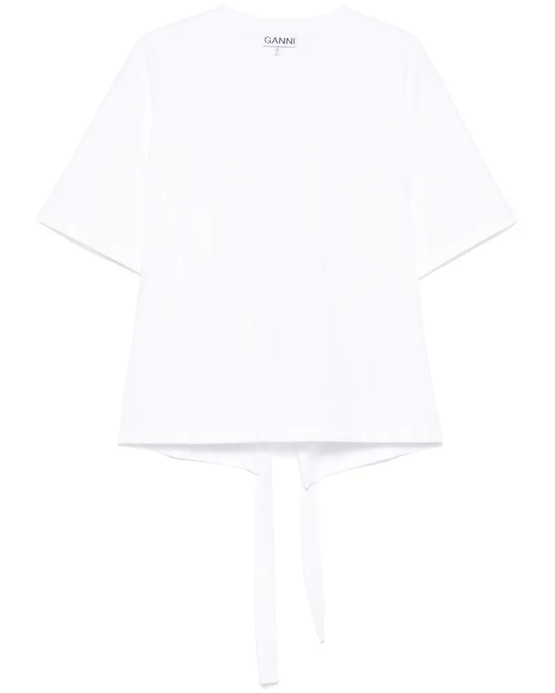 Ganni T-Shirt mit Schnürung - Weiß Weiß