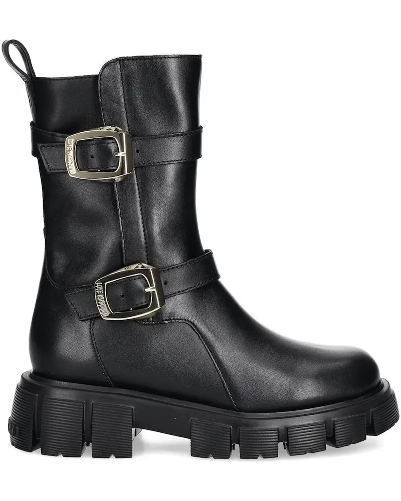 Moschino Stiefel mit Schnalle - Schwarz Schwarz