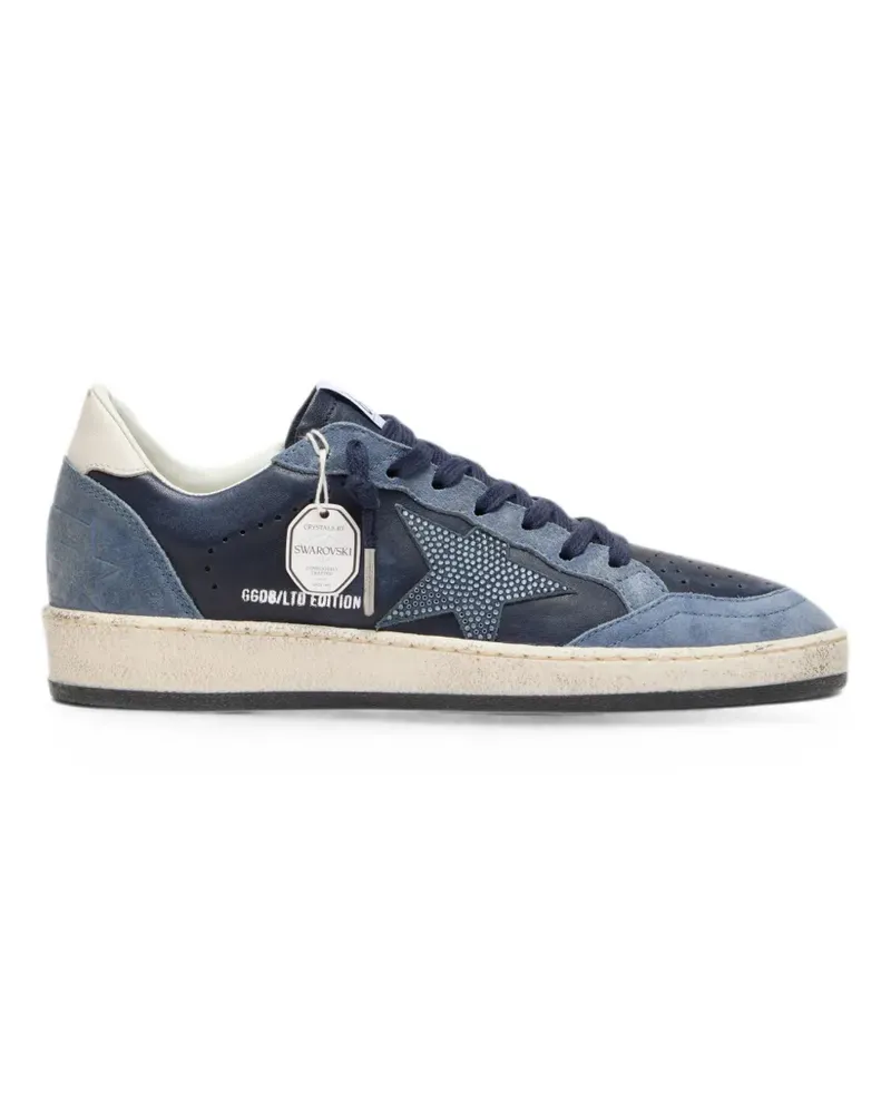 Golden Goose Ball Star LTD in dark-blue leather with light-blue Swarovski crystal star and suede inserts sneakers - Blau Blau