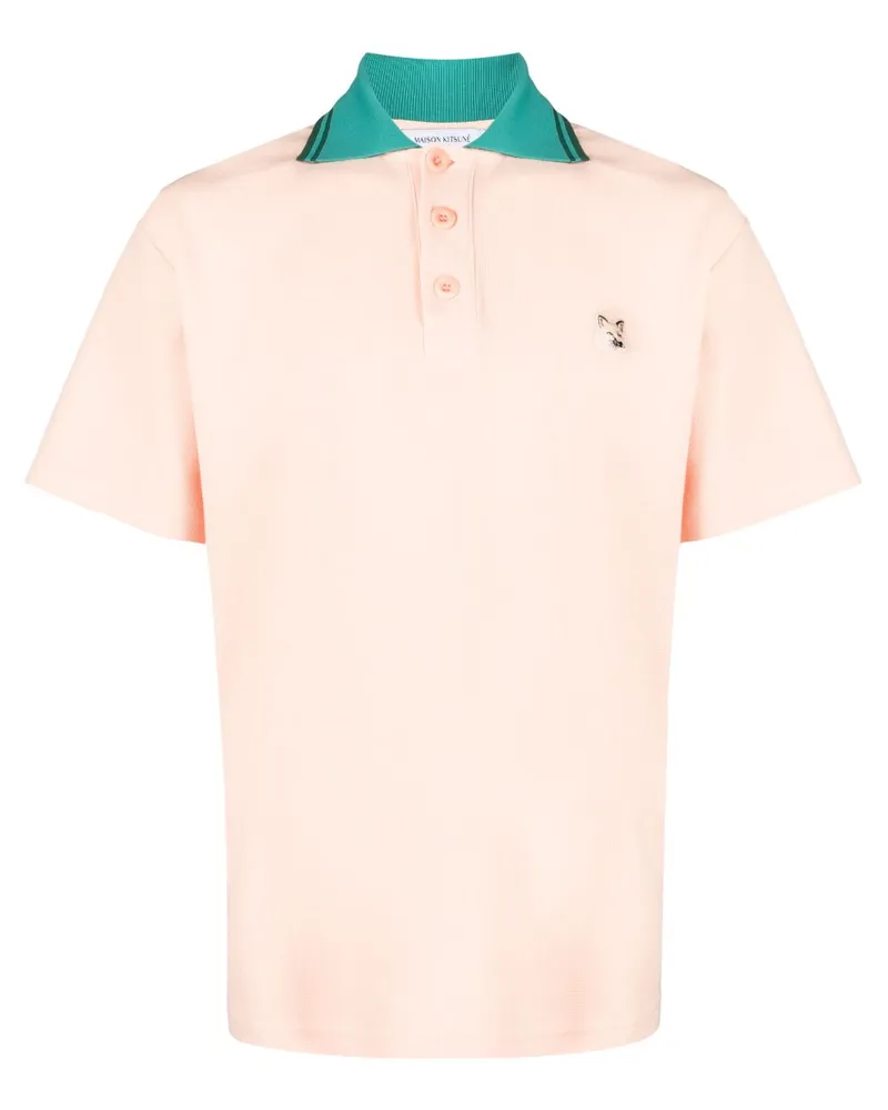 Kitsuné Poloshirt aus Pikee mit Logo - Orange Orange