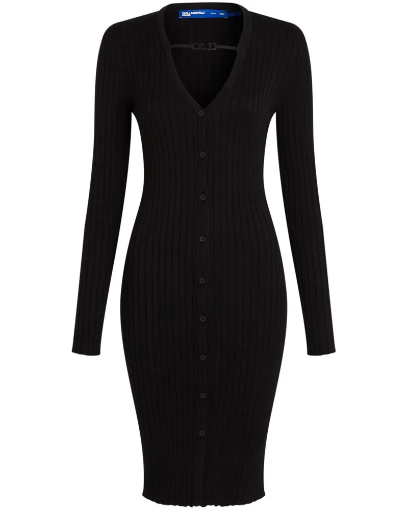 Karl Lagerfeld Geripptes Strickkleid - Schwarz Schwarz