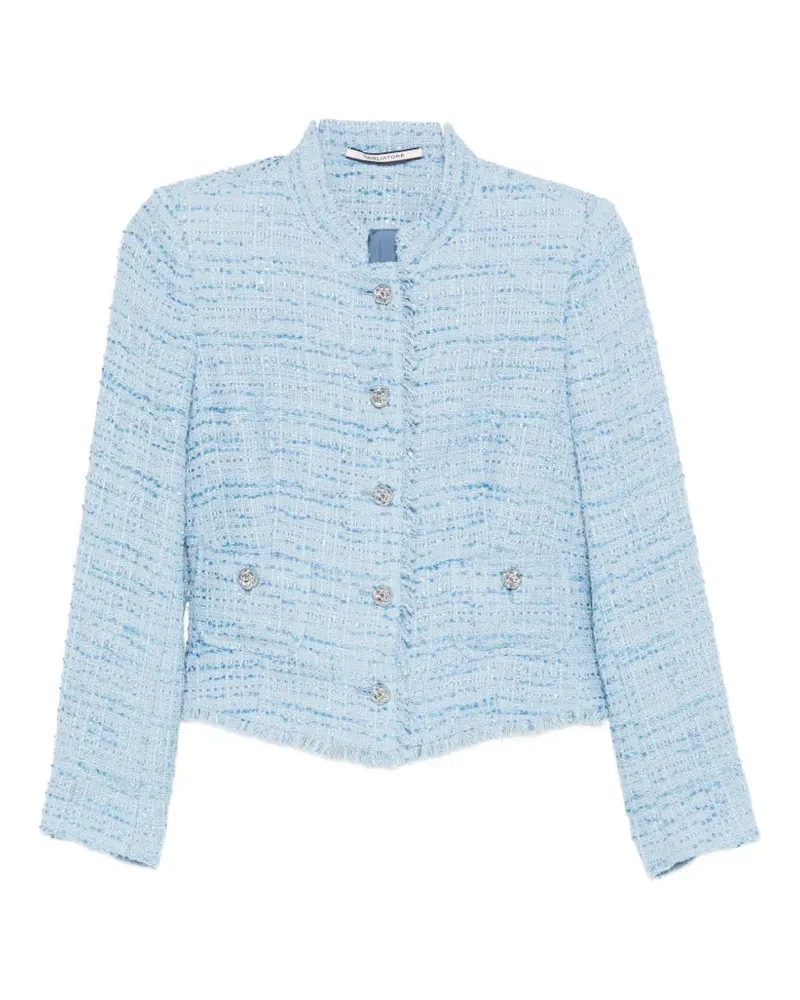 Tagliatore Jaqueline button frayed tweed jacket - Blau Blau