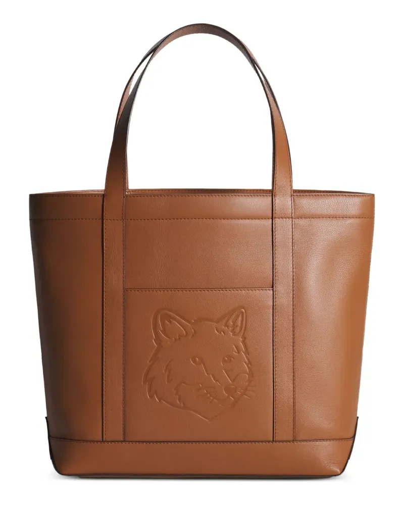 Kitsuné Mittelgroßer Fox Head Tote Bag mit Prägung - Braun Braun
