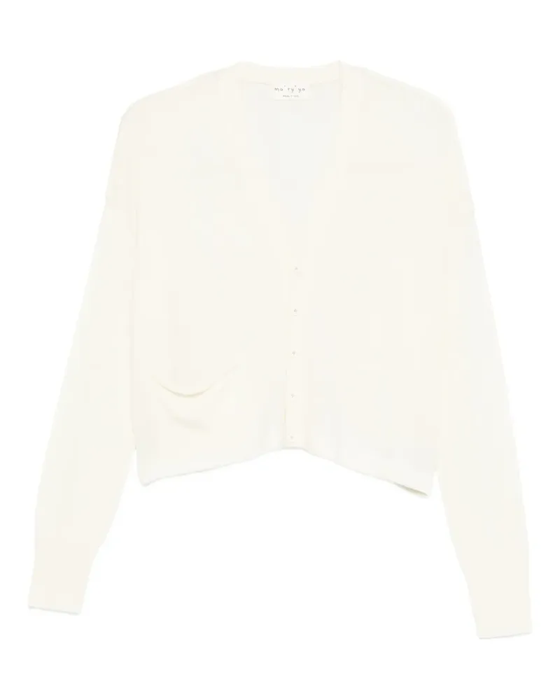 MA'RY'YA Cardigan mit V-Ausschnitt - Weiß Weiß