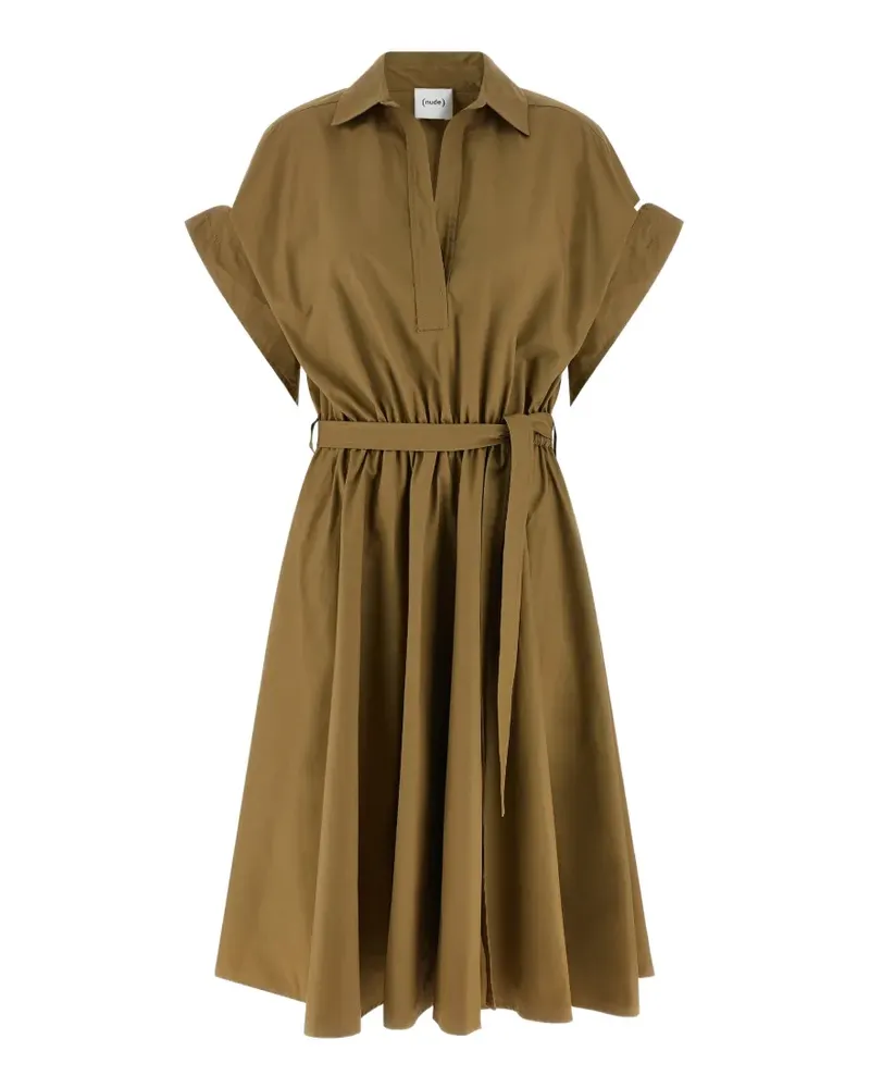 NUDE elasticated-waist shirt midi dress - Braun Braun