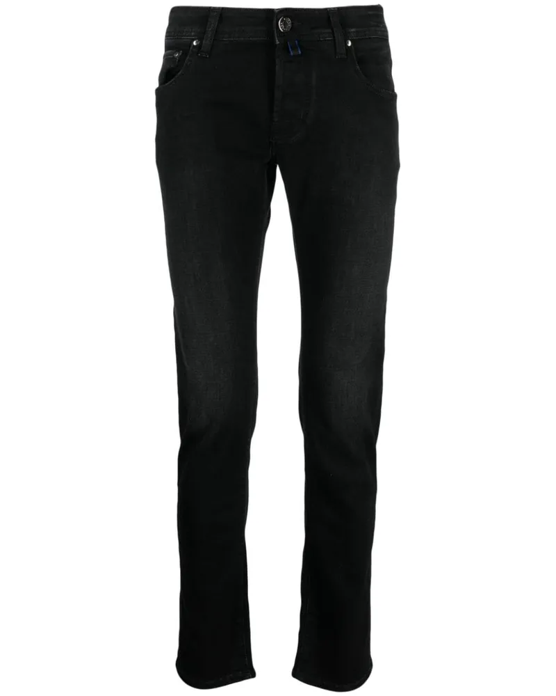 Jacob Cohën Skinny-Hose mit Kontrasttasche - Schwarz Schwarz