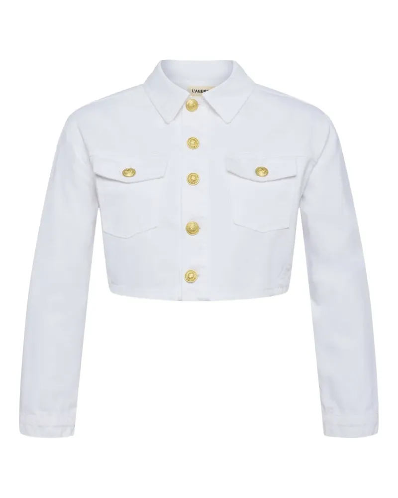 L'Agence Geneive Cropped-Jeansjacke - Weiß Weiß
