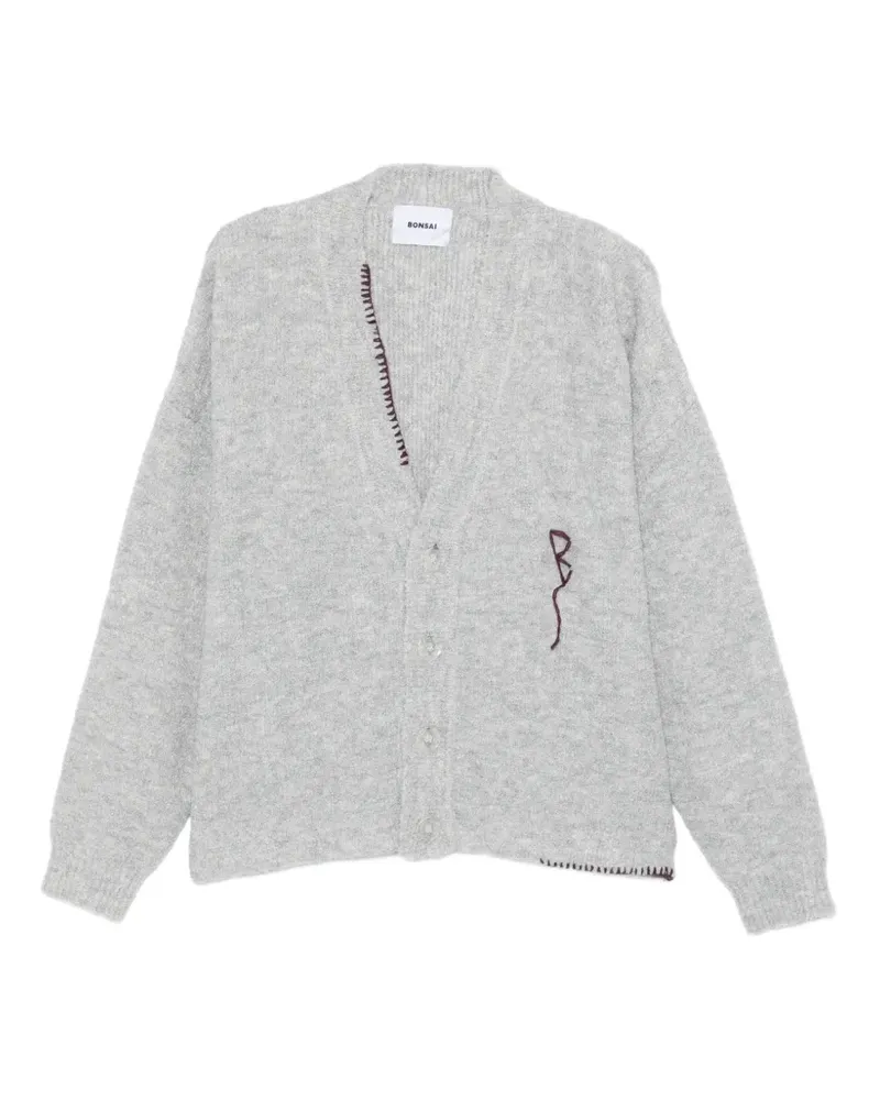 BONSAI Bestickter Cardigan - Grau Grau