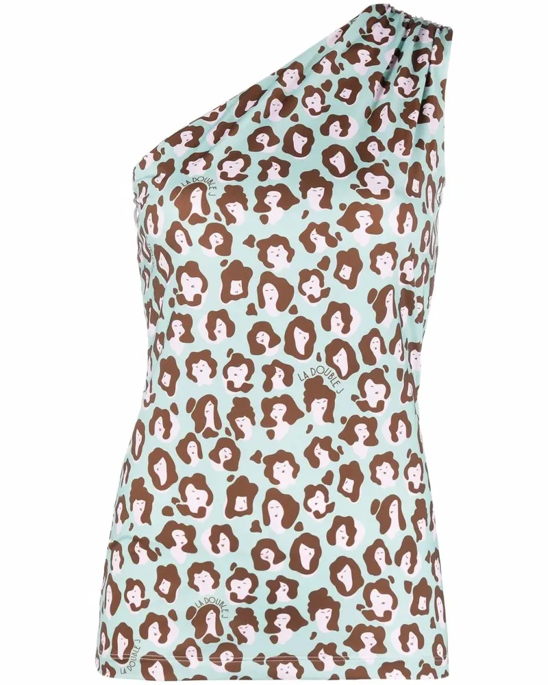 La DoubleJ Oberteil mit Leoparden-Print - LLE0002 LADY LEOPARD ACQUA Lle0002