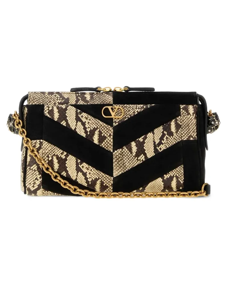 Valentino Garavani Kleine Panthea Schultertasche mit Schlangenleder-Effekt - Schwarz Schwarz