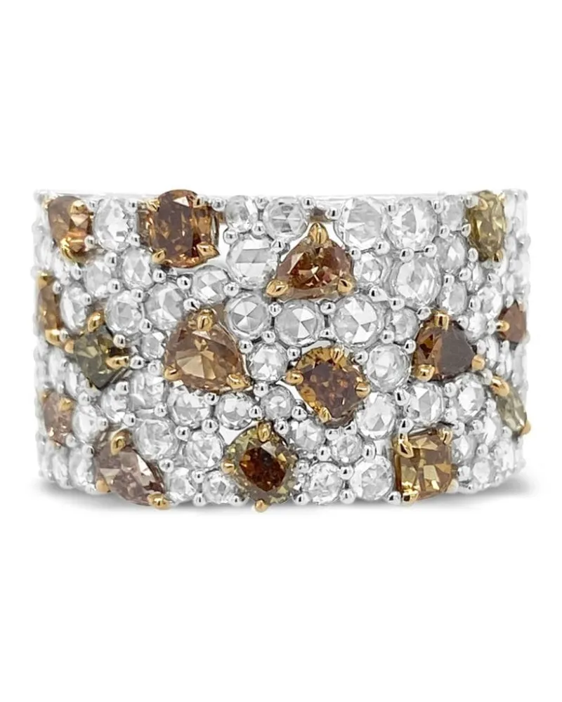 HYT Jewelry Breiter 18kt Weißgoldring mit Diamanten Weiß