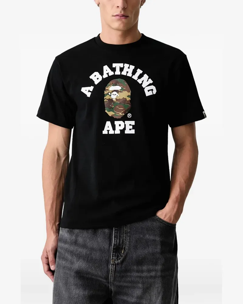 BAPE College camo-print t-shirt - Schwarz Schwarz