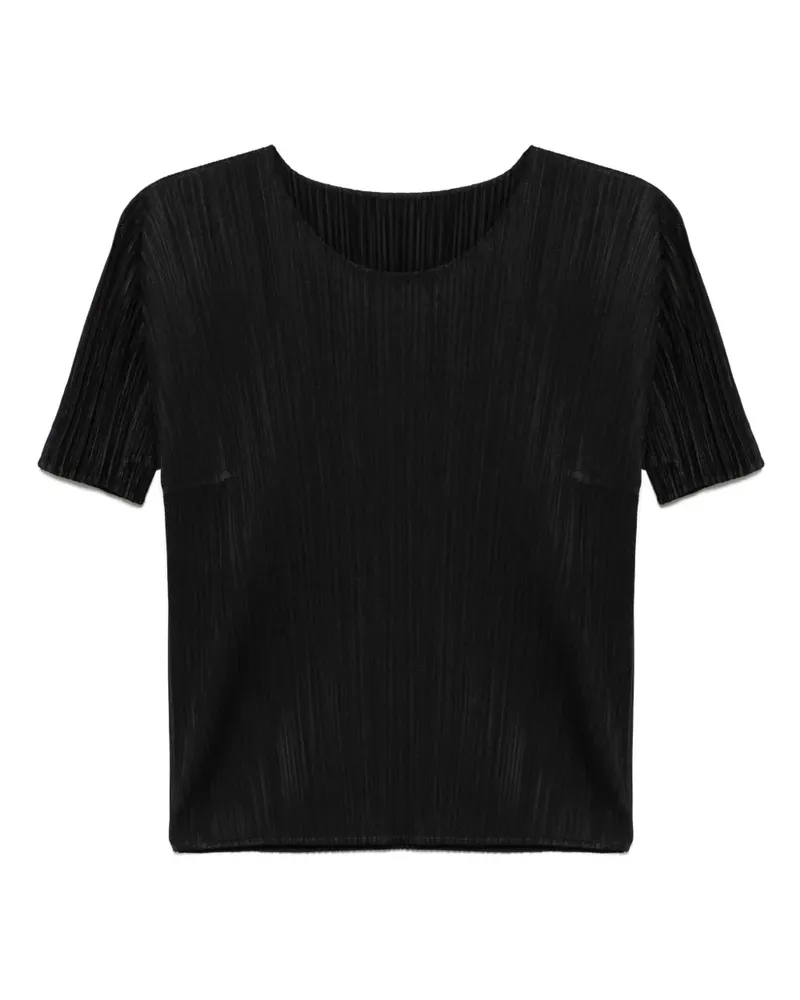Issey Miyake Plissiertes T-Shirt - Schwarz Schwarz