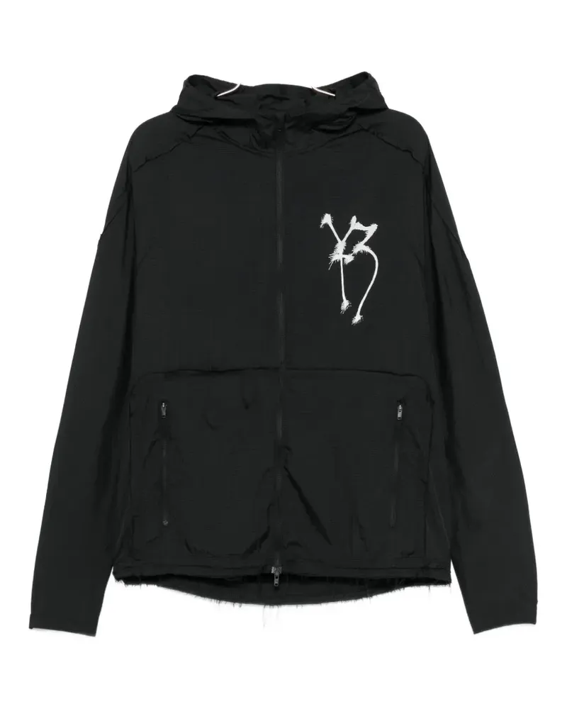 Y-3 graphic-print hooded jacket - Schwarz Schwarz