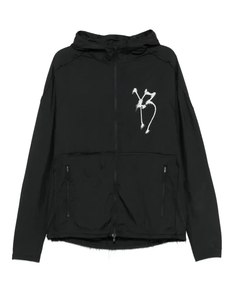 Y-3 graphic-print hooded jacket - Schwarz Schwarz