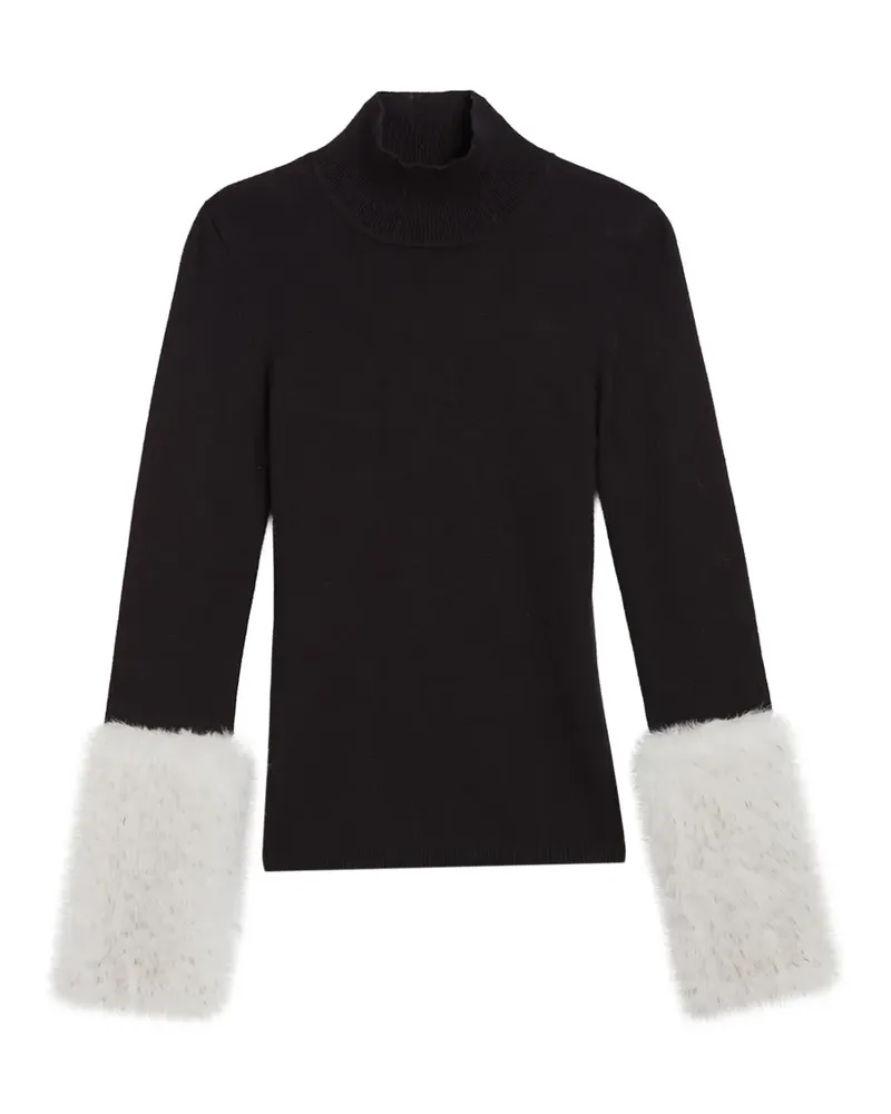 APPARIS Aspen Pullover mit Ärmelbündchen aus Faux Fur - Schwarz Schwarz