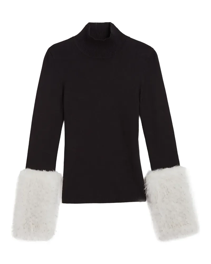 APPARIS Aspen Pullover mit Ärmelbündchen aus Faux Fur - Schwarz Schwarz