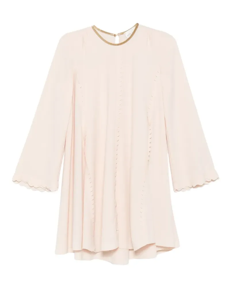 forte_forte Rundhals-Minikleid mit Wellensaum - Nude Nude