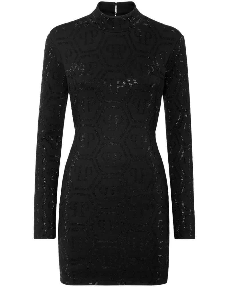 Philipp Plein Minikleid mit Monogramm - Schwarz Schwarz