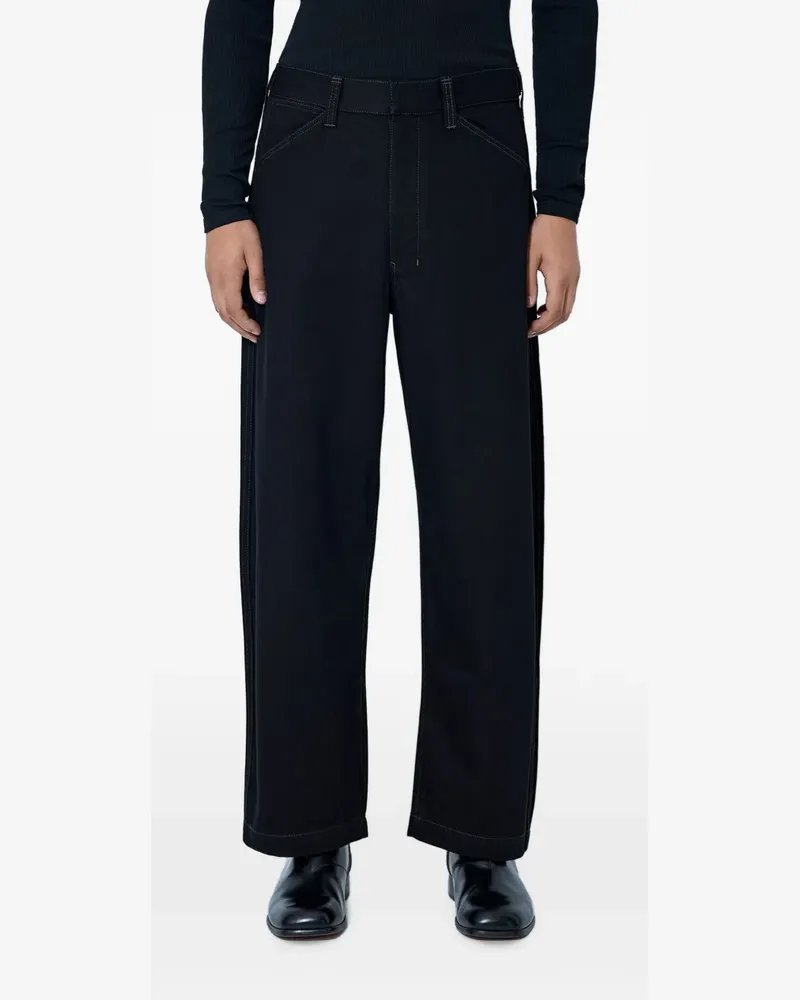 Christophe Lemaire stitched-seam wide-leg trousers - Schwarz Schwarz