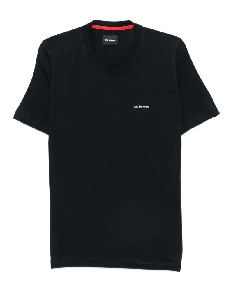 Kiton T-Shirt mit Logo-Stickerei - Blau Blau