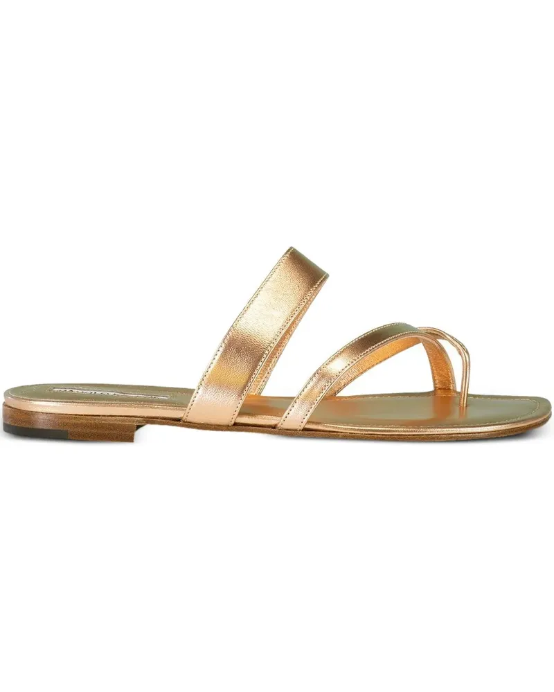 Manolo Blahnik leather triple-strap sandals - Rosa Rosa