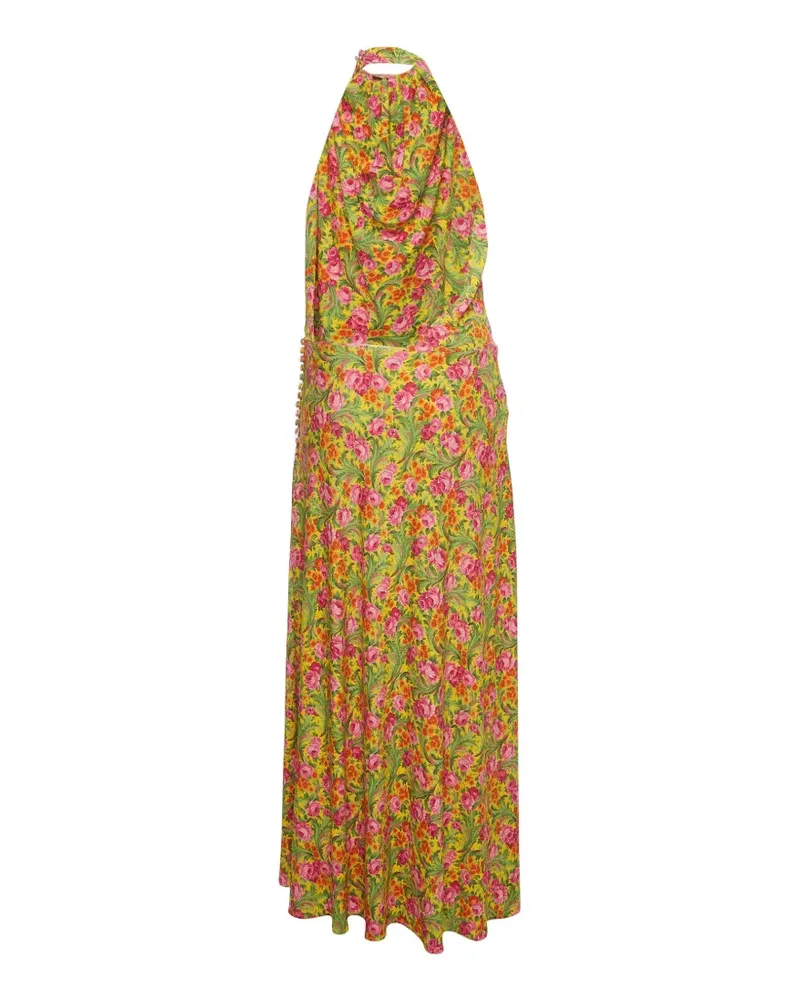 Magda Butrym Maxikleid mit Blumenprint und Rosettendetail - Gelb Gelb