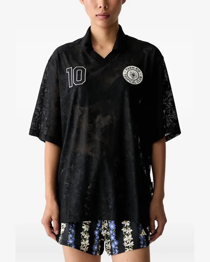 adidas x Farm Rio T-Shirt mit Blumenspitze - Schwarz Schwarz