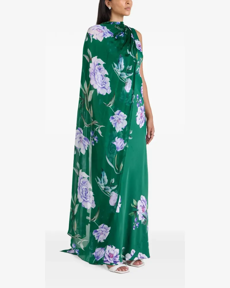 Hemant & Nandita Drapiertes Vama Maxikleid mit Blumenprint - Grün Grün