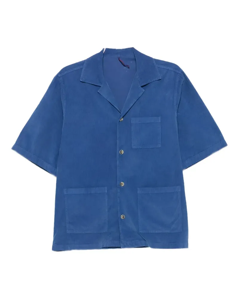 Biagio Santaniello short-sleeved corduroy shirt - Blau Blau