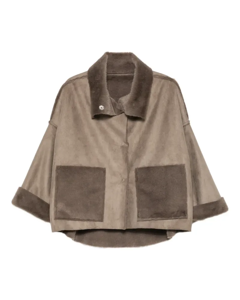 Collection Privée? Mantel mit Shearling-Besatz - Braun Braun
