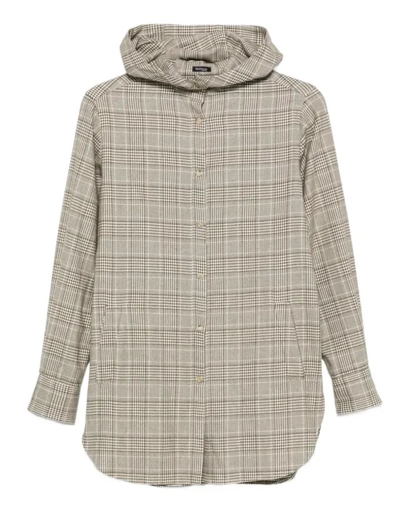 Kiton check hooded shirt - Grün Grün