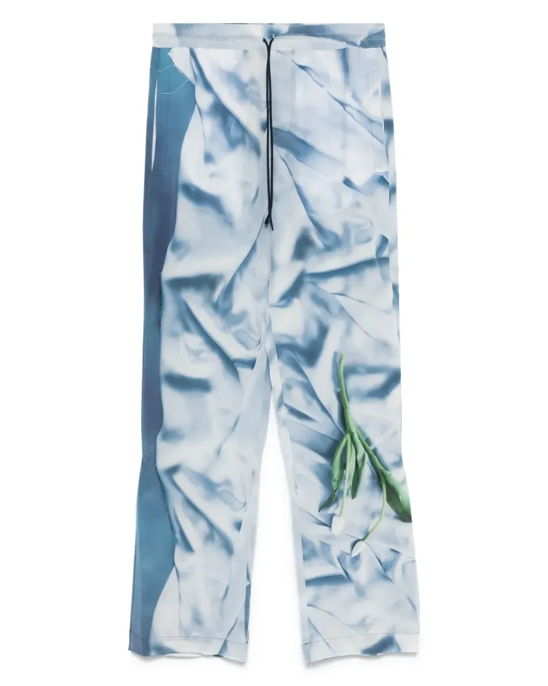 Victoria Beckham Flowers Pyjama-Hose aus Satin - Blau Blau