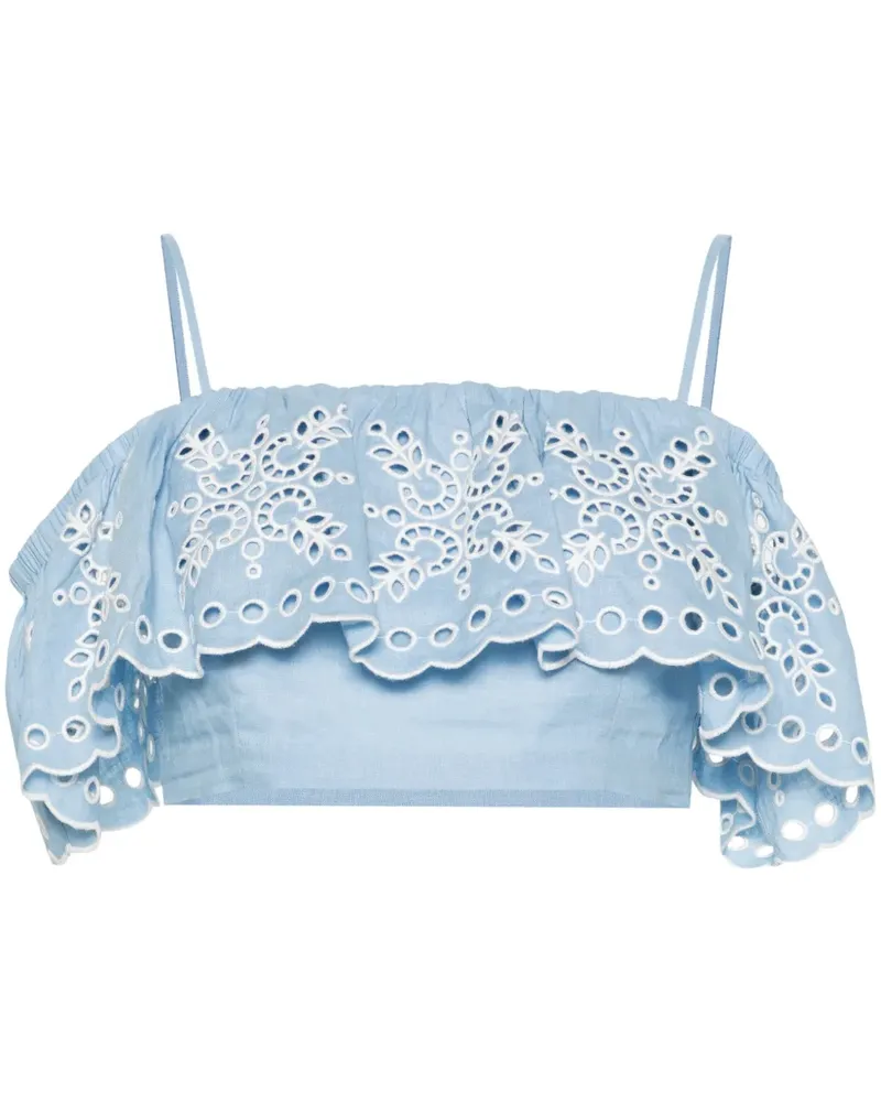 Sandro Top mit Lochstickerei - Blau Blau