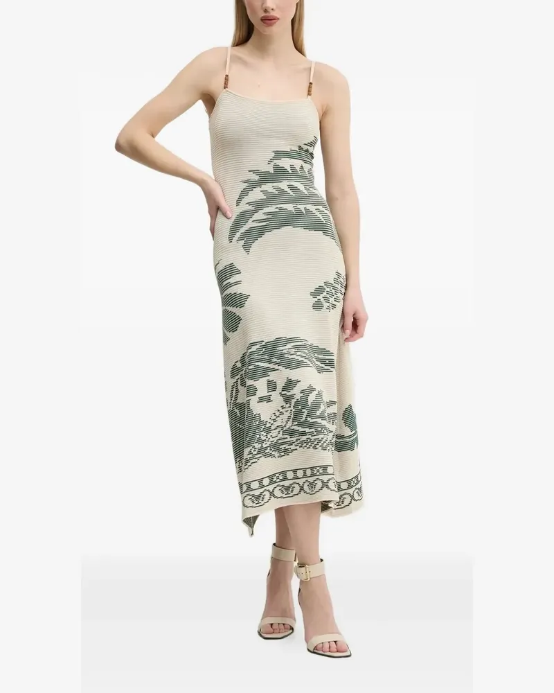 Desigual Marsella Midikleid mit Palmen-Textur - Nude Nude