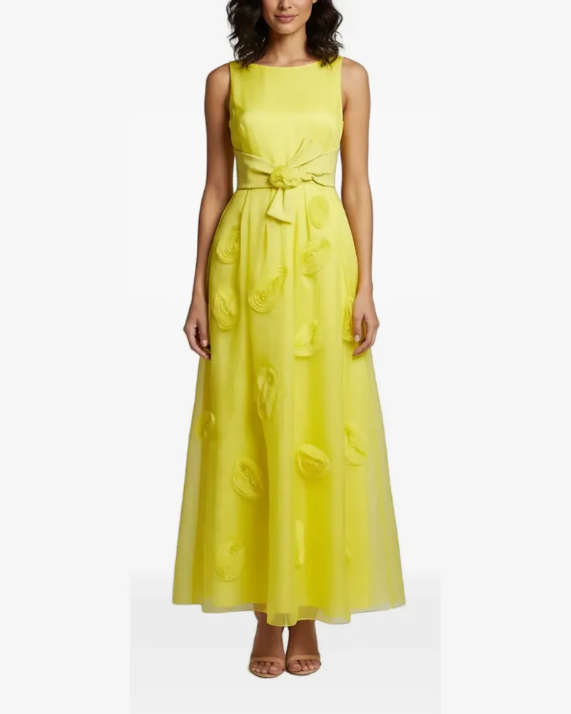 Paule Ka floral-appliqué organza maxi dress - Gelb Gelb