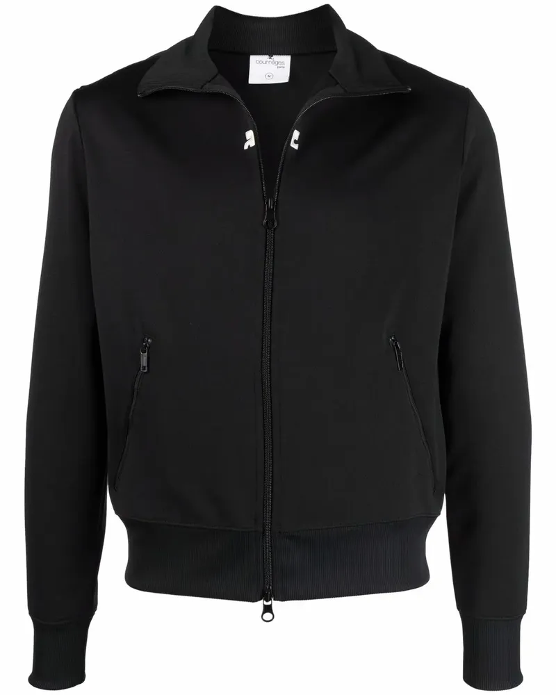 Courrèges Rollkragenpullover mit Logo-Print - Schwarz Schwarz
