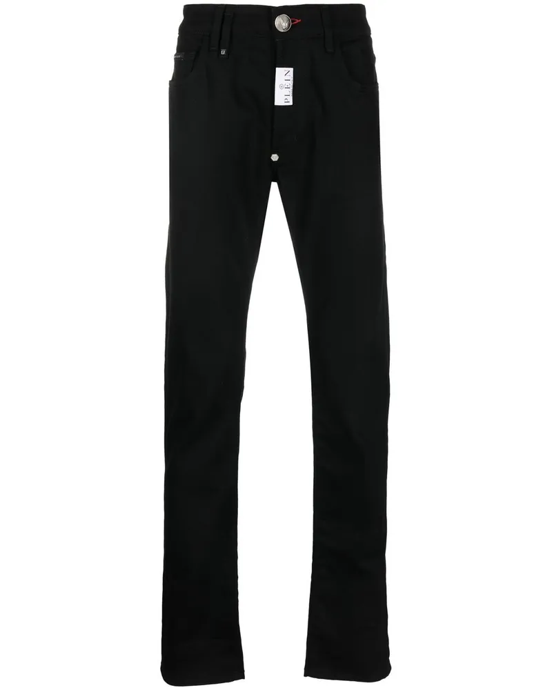 Philipp Plein Gerade Jeans mit Logo-Stickerei - Schwarz Schwarz