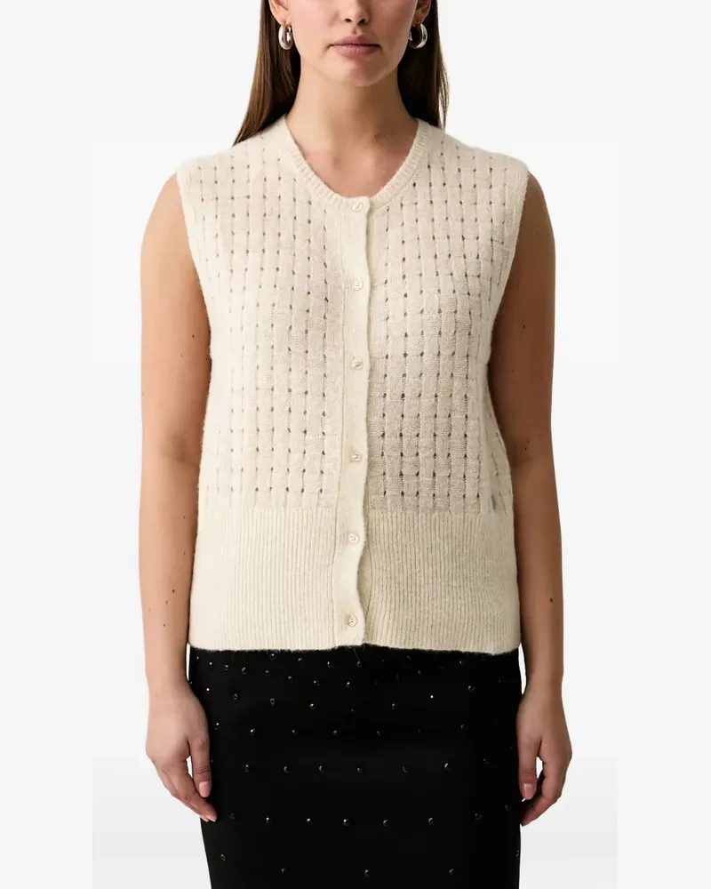 Trussardi basket-weave button-up vest - Weiß Weiß