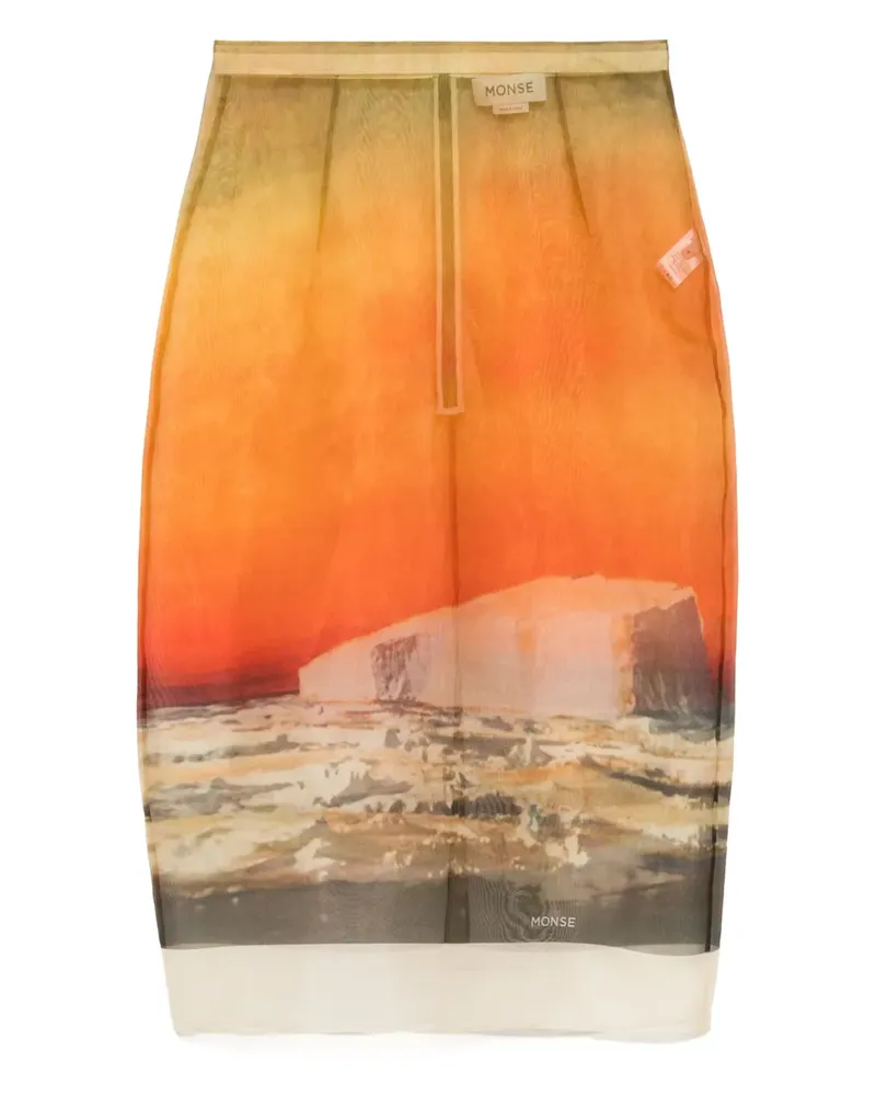 Monse Organza-Bleistiftrock mit Print - Orange Orange