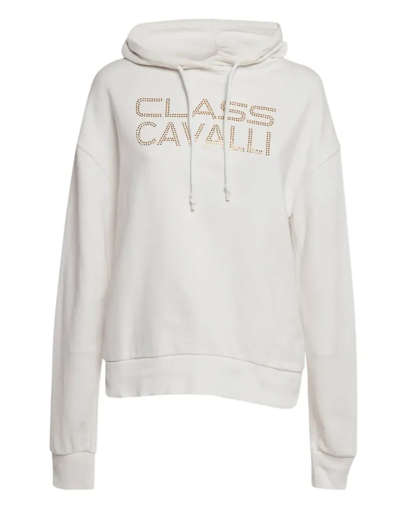Roberto Cavalli studded-logo hoodie - Weiß Weiß