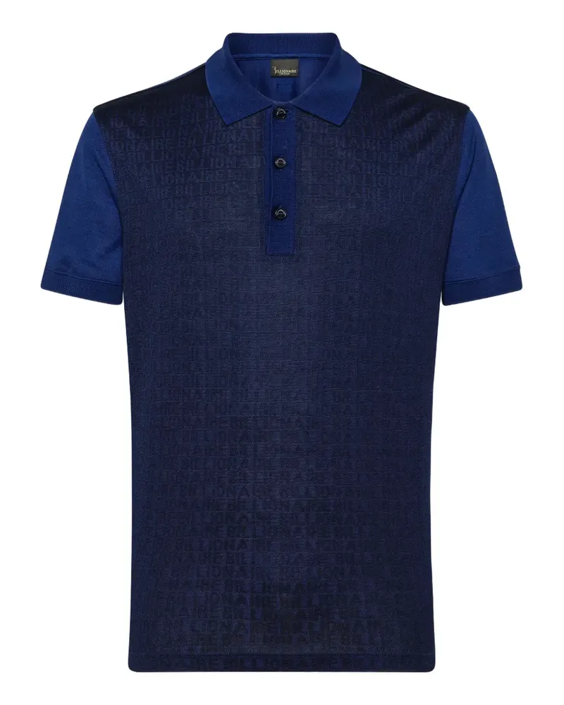 Billionaire logo-pattern short-sleeve polo shirt - Blau Blau